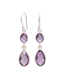 925 Sterling silver Cut Stone Amethyst Earrings