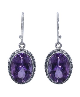 925 Sterling silver Cut stone Amethyst Earrings