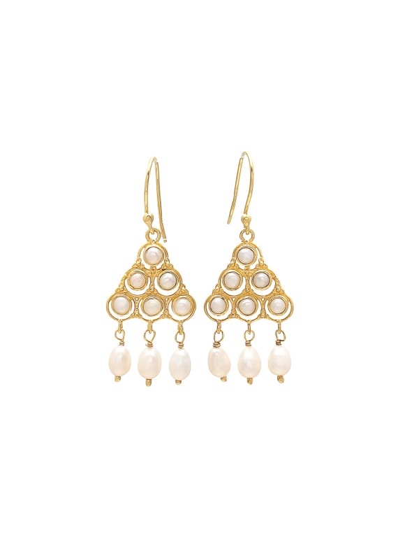 925 Sterling silver Pearl Earrings with Gold Polish