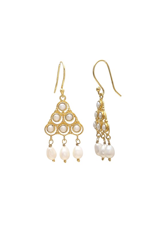 925 Sterling silver Pearl Earrings with Gold Polish