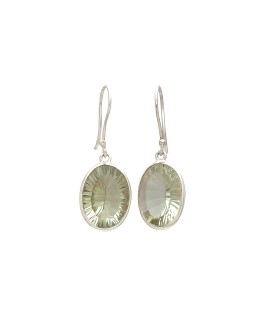 925 Sterling silver Earrings with Cut Stone Green Amethyst