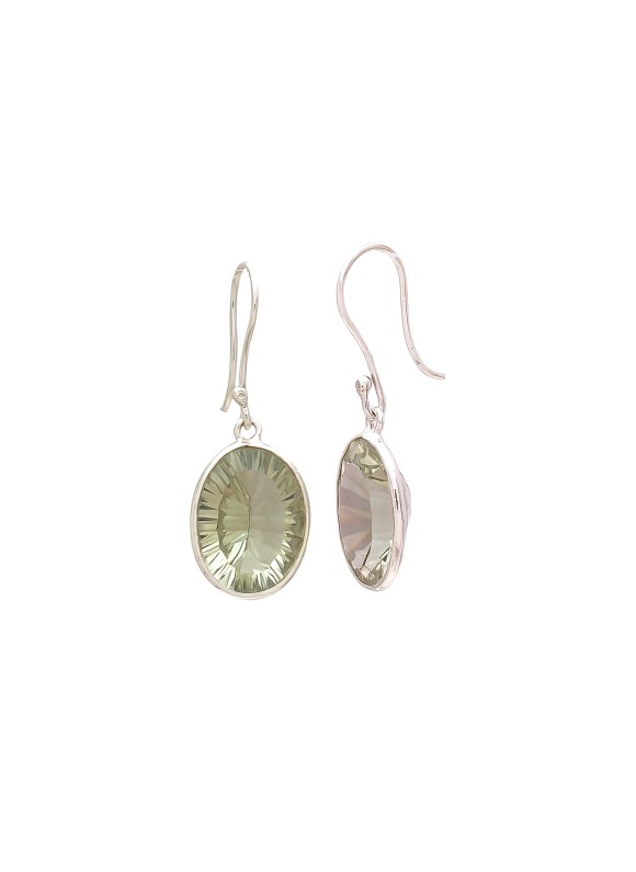 925 Sterling silver Earrings with Cut Stone Green Amethyst