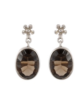 925 Sterling silver Cut Smoky Quartz Earrings