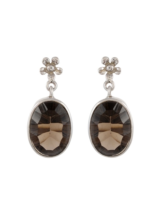 925 Sterling silver Cut Smoky Quartz Earrings