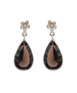 925 Sterling silver Cut Stone Smoky Quartz Earrings