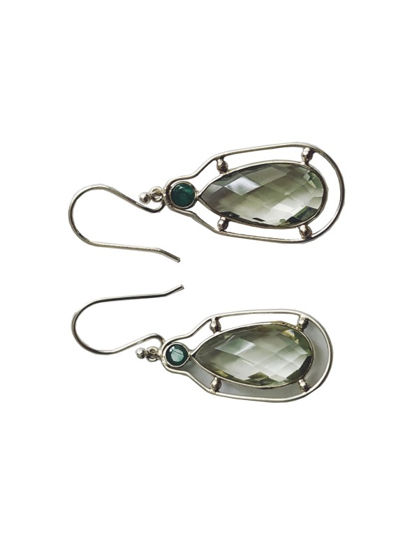 925 Sterling silver Emerald & Green Amethyst Earrings