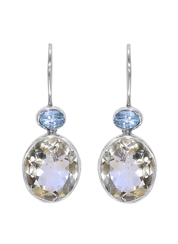 925 Sterling silver Citrine and Blue Topaz Earrings
