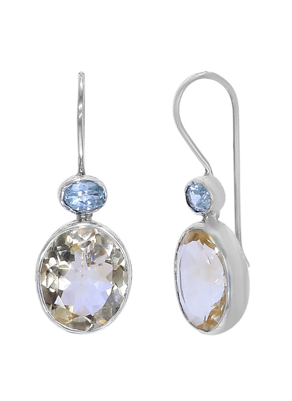 925 Sterling silver Citrine and Blue Topaz Earrings