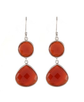 925 Sterling silver Cut Stone Carnelian Earrings