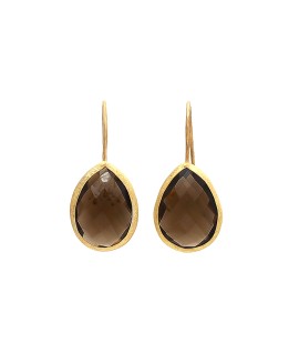 silver Smoky Quartz Gold Polishing Earring