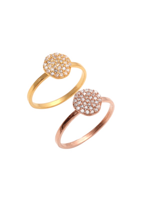 925 Sterling silver CZ Rings with Gold Polish & Rose Gold Polish