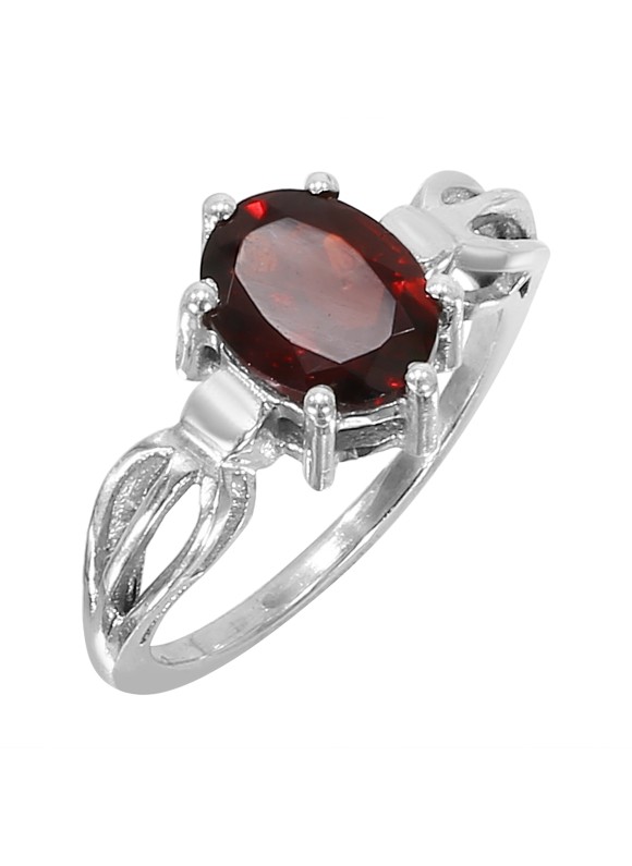 925 Sterling silver Cut Stone Garnet Ring 