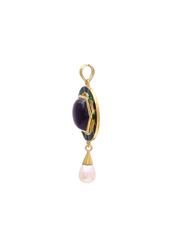 925 Sterling silver Pendant with Amethyst & Pearl