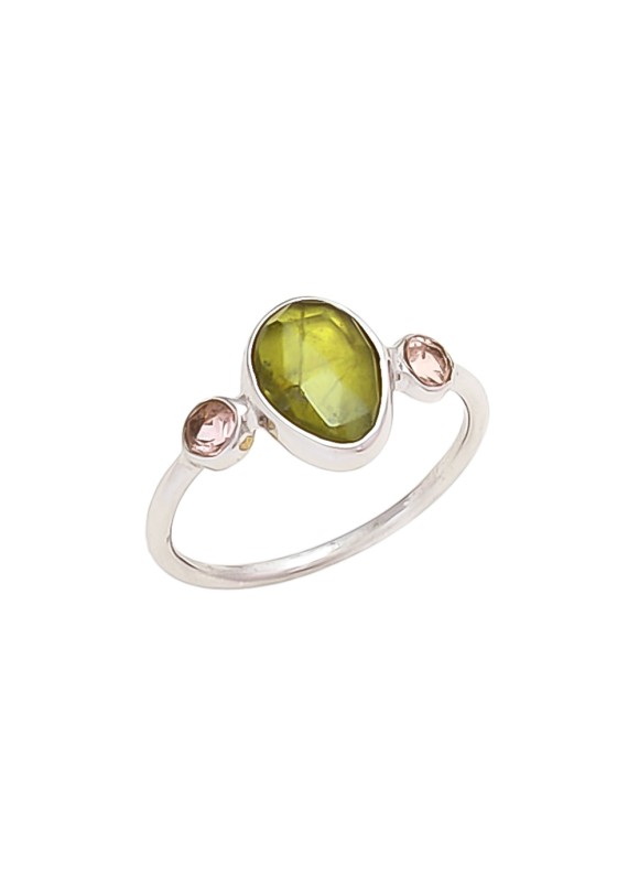 925 Sterling silver Cut Stone Tourmaline Rings 