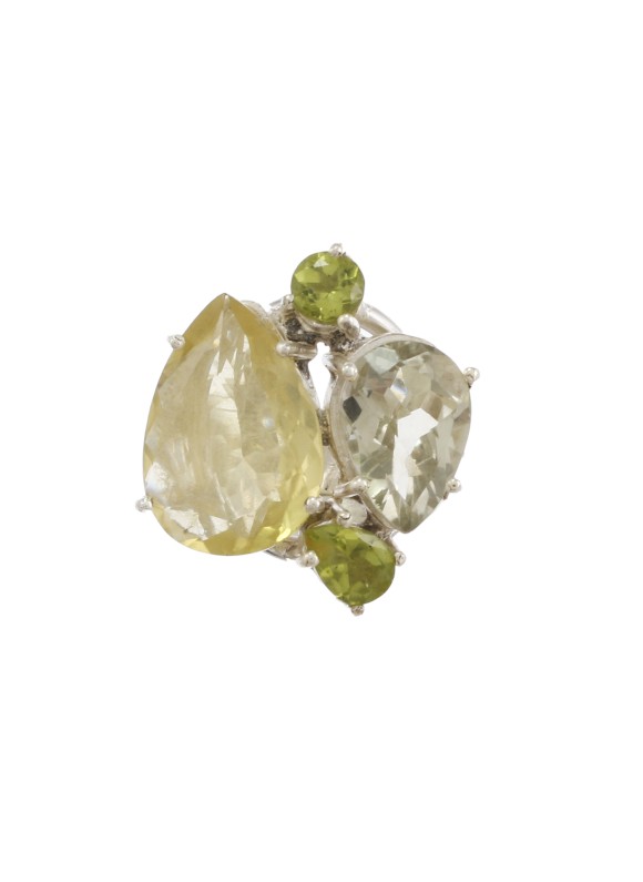 925 Sterling silver Lemon Quartz, Peridot & Green Amethyst Rings