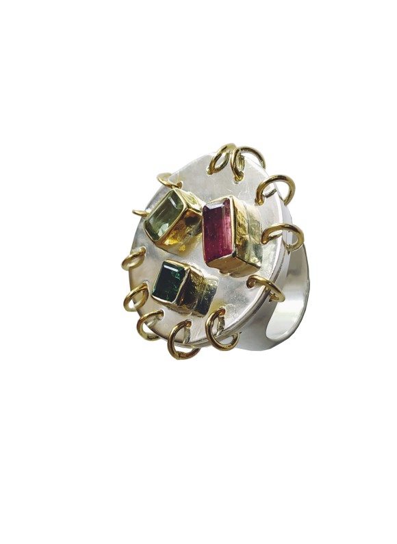 925 Sterling silver Cut Stone Tourmaline Rings
