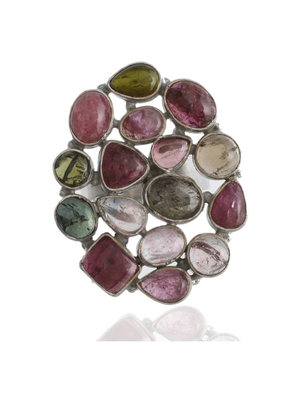 925 Sterling silver Cabochon Stone Tourmaline Rings
