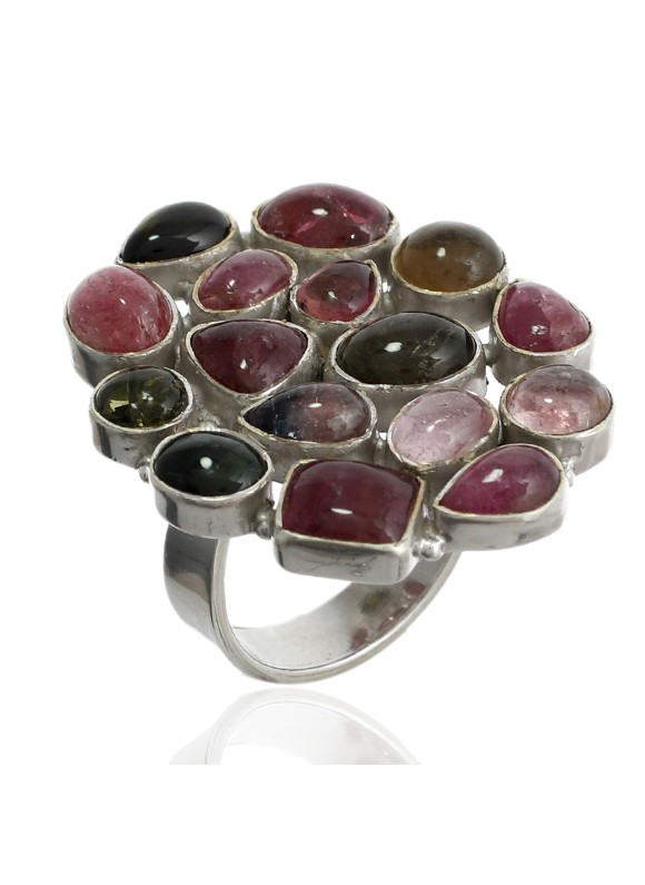 925 Sterling silver Cabochon Stone Tourmaline Rings
