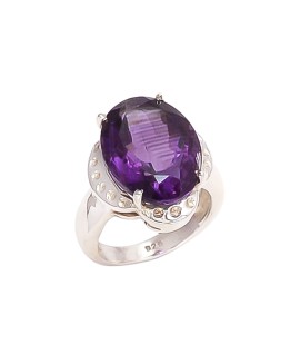 925 Sterling silver Cabochon Amethyst Rings 