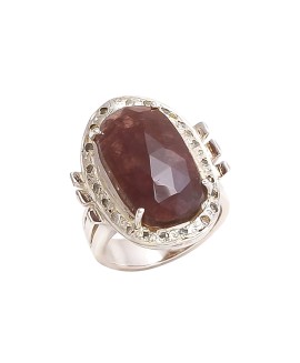 925 Sterling Silver Big Cut Stone Wonder Sapphire & CZ Rings