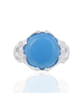 925 Sterling silver Cabochon Stone Blue Chalcy Rings