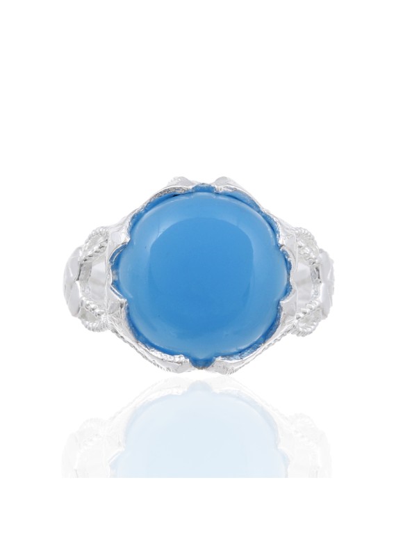 925 Sterling silver Cabochon Stone Blue Chalcy Rings