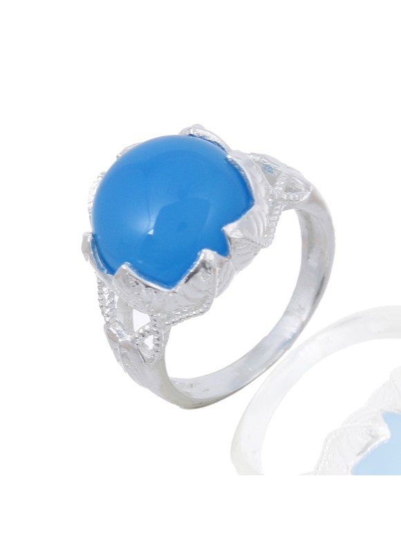 925 Sterling silver Cabochon Stone Blue Chalcy Rings