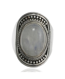 925 Sterling silver Cabochon Stone Rainbow Moonstone Rings