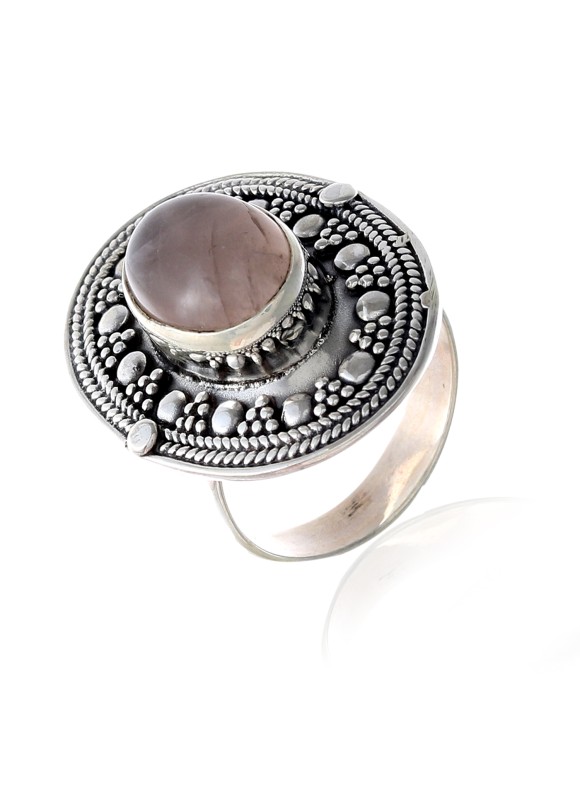 925 Sterling silver Rose Quartz Rings with Black Rhodium
