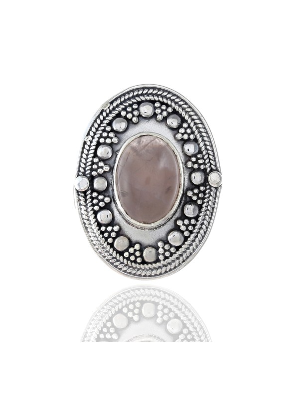 925 Sterling silver Rose Quartz Rings with Black Rhodium
