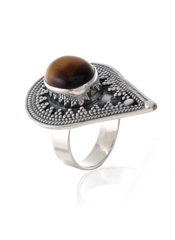 925 Sterling silver Cabochon Stone Tiger Eye Rings