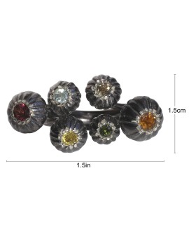 Free Size 925 Sterling silver Garnet, Citrine & Peridot Rings