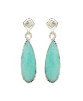 "925 Sterling Silver Amazonite Gemstone Earrings 