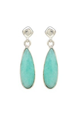 925 Sterling Silver Amazonite Gemstone Earrings 