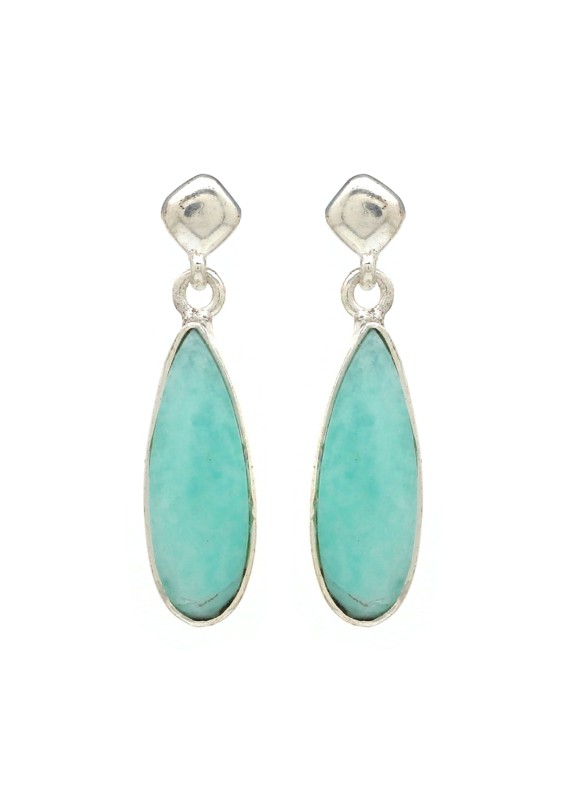 925 Sterling Silver Amazonite Gemstone Earrings 