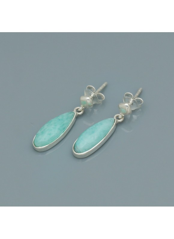 "925 Sterling Silver Amazonite Gemstone Earrings 