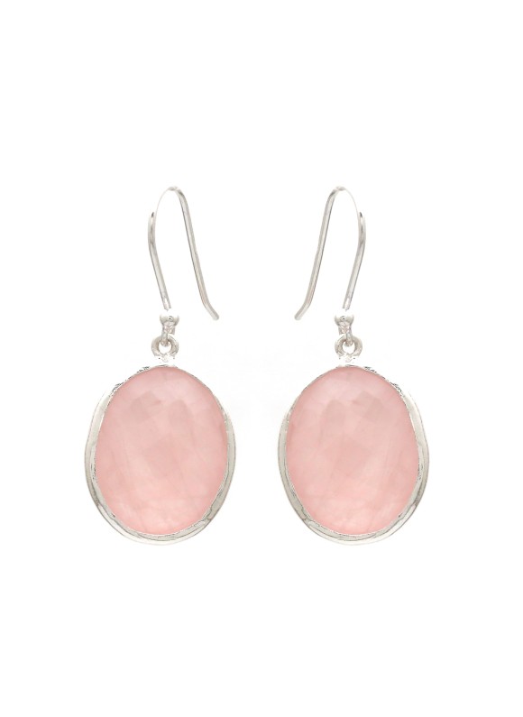 925 Sterling Silver Rose Quartz Dangle Earrings | Elegant Jewelry