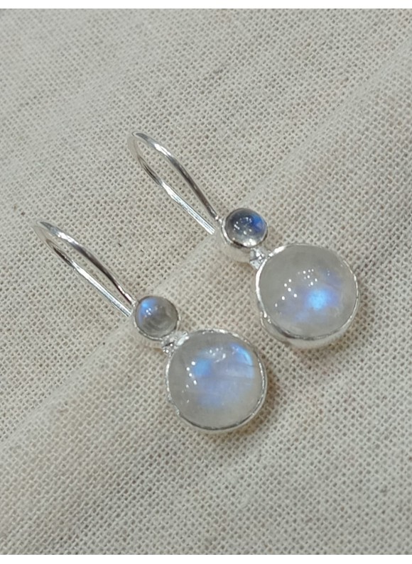 "925 Sterling Silver Rainbow Moonstone Gemstone Earrings
