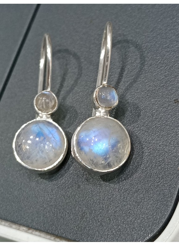 "925 Sterling Silver Rainbow Moonstone Gemstone Earrings