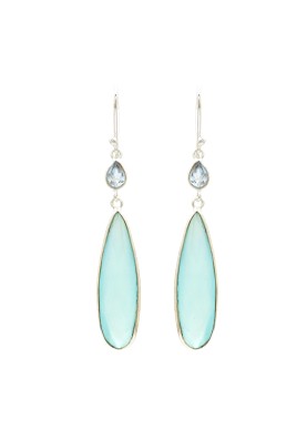 Blue Calcy Earrings with 925 sterling silver