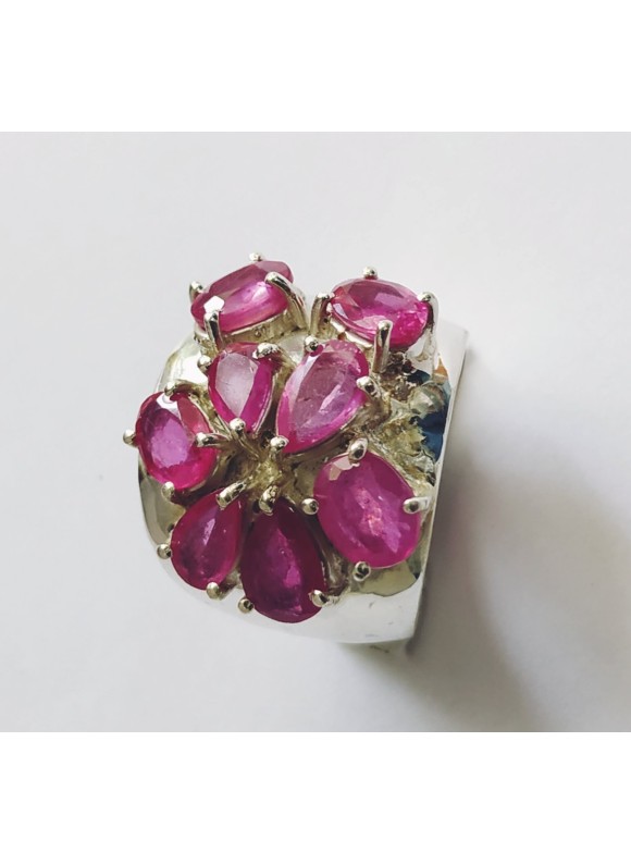 925 Sterling silver Cut Stone Glass Field Ruby Rings