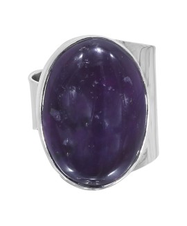 925 Sterling silver Cabochon Amethyst Adjustable Ring