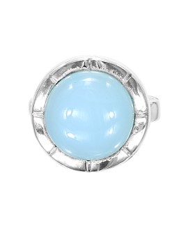 925 Sterling silver Cabochon Aqua Chalcy Rings