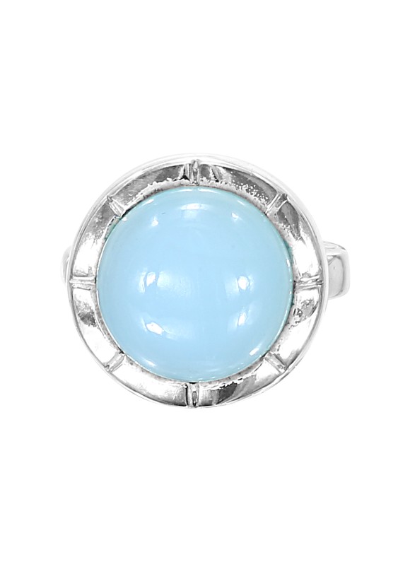 925 Sterling silver Cabochon Aqua Chalcy Rings