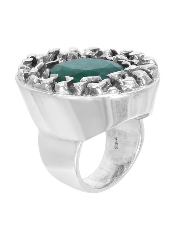 925 Sterling silver Cut Stone Jade Rings 