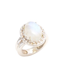 925 Sterling silver Cabochon Rainbow Moonstone Rings