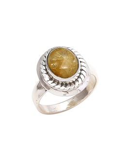 925 Sterling silver Cabochon Golden Rutile  Rings 