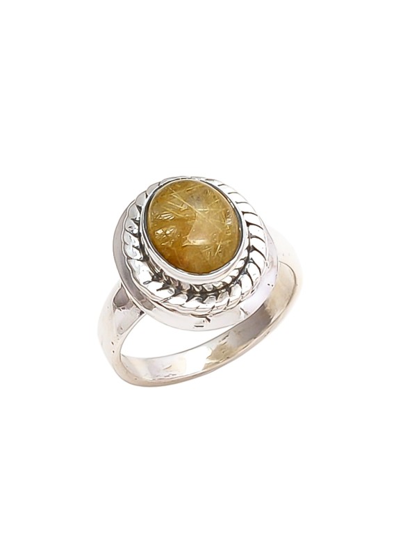 925 Sterling silver Cabochon Golden Rutile  Rings 