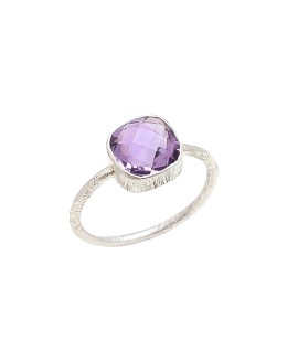 Cut Stone Amethyst silver Rings 