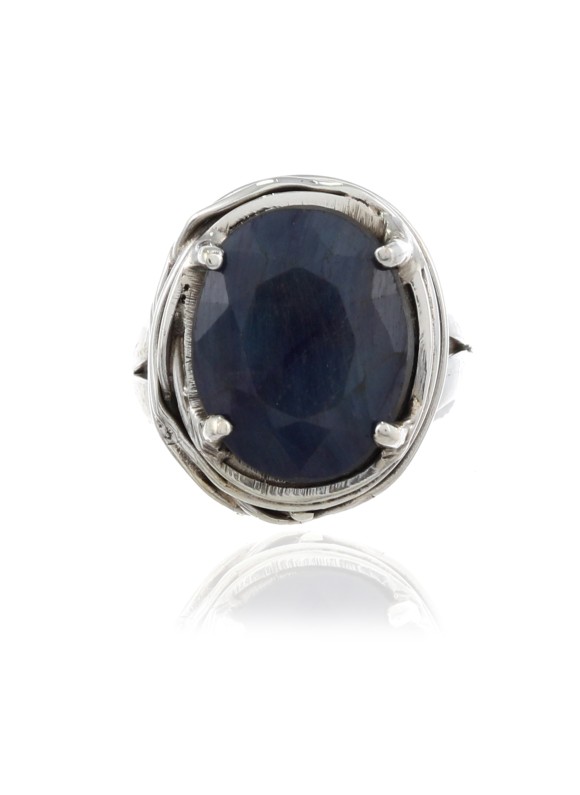 925 Sterling Silver Cut Stone Sapphire Rings